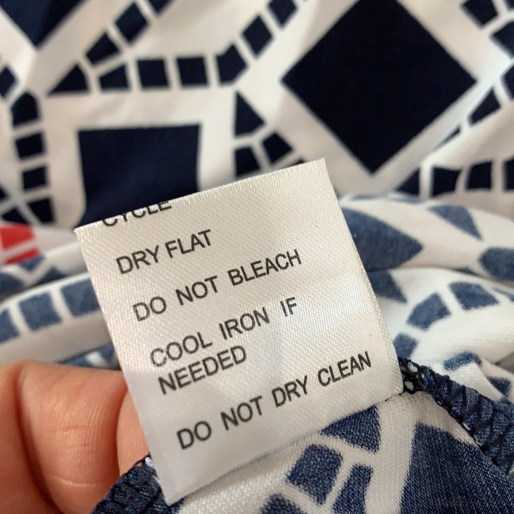 NWOT!{Tracy Negoshian}Sz S Navy/Wht/Faded Red Shift Dress - Picture 7 of 7